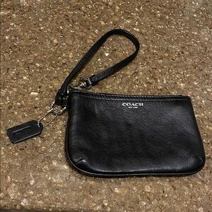 Coach Black Leather Wristlet with Strap
